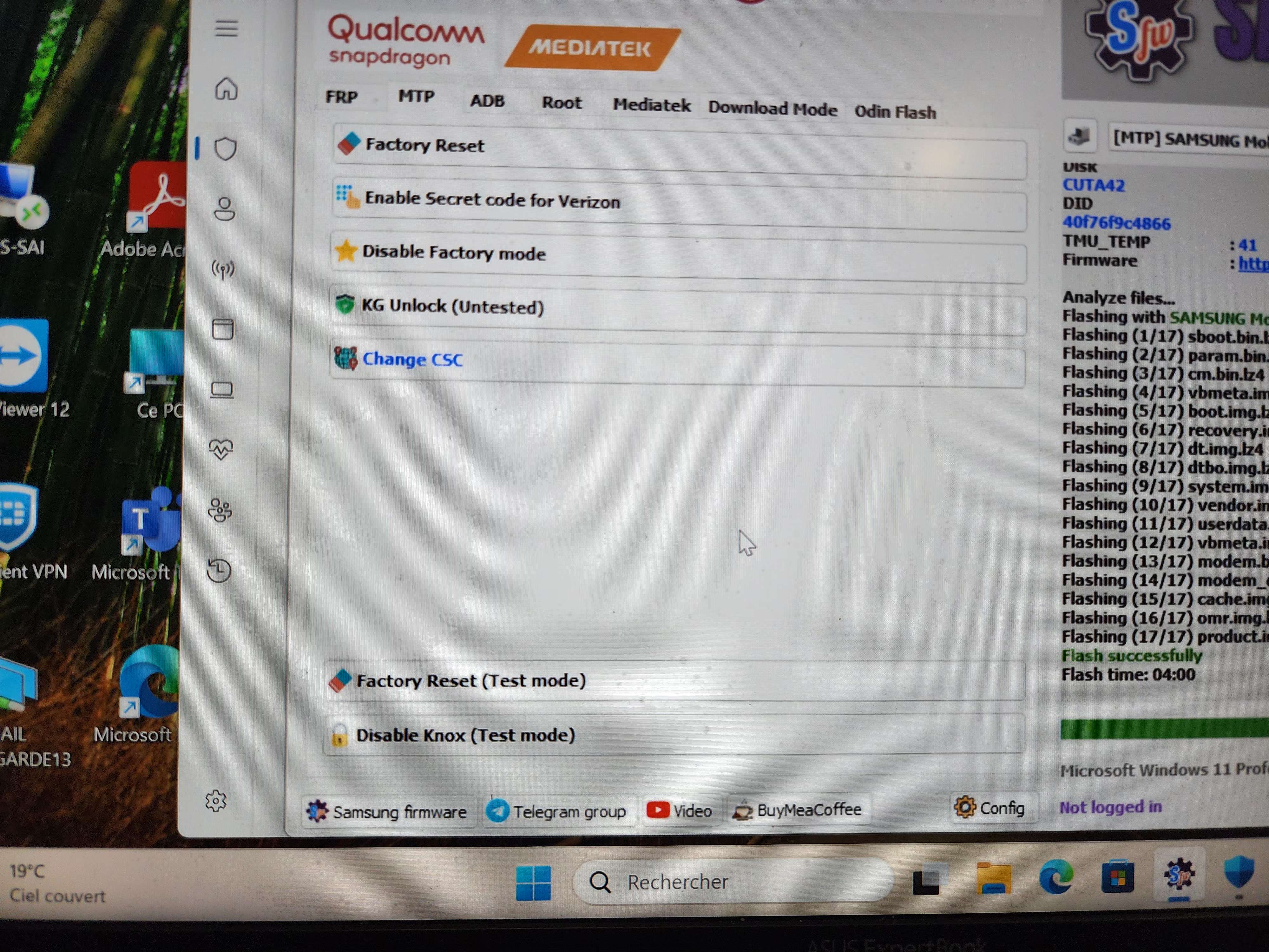 Flash ROM KNOX avec logiciel adapté